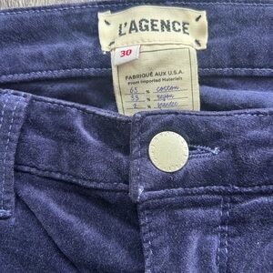 L'AGENCE Blue Velvet Jeans Waist 30, excellent condition